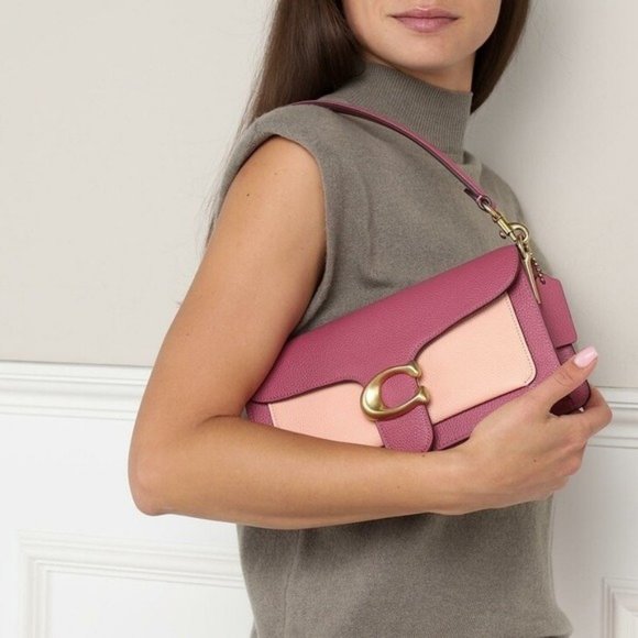 Coach Tabby 26 Colorblock Leather Shoulder Bag NWT B4 Rouge Convertible - Picture 5 of 6